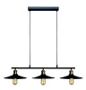 Black 3 Light Metal Chandelier With Gold Lamp Holders Photo