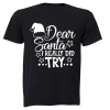 Dear Santa I Really Did Try - Christmas - Kids T-Shirt Photo