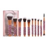 10 Piece Luxury Rhinestone Handle Makeup Brushes Set With Bag Photo
