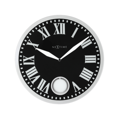 Photo of NeXtime 43cm Romana Glass Round Wall Clock - Black