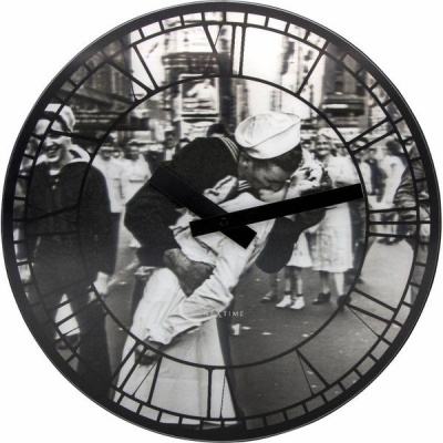 Photo of NeXtime 39.5cm Kiss Me In New York Plastic Round Wall Clock - 3D Black