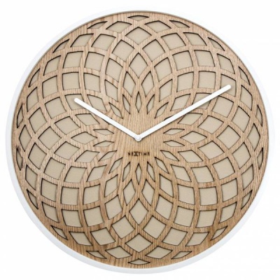 Photo of NeXtime 35cm Sun Small Wood and Fabric Round Wall Clock - Beige