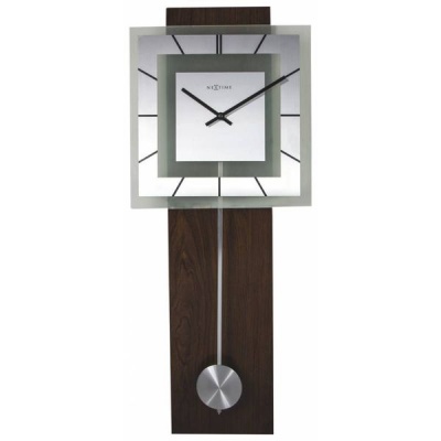 Photo of NeXtime 32 x 80cm Retro Pendulum Square Frosted Glass and Wood Wall Clock