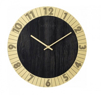 Photo of NeXtime 35cm Flare Metal and Wood Round Wall Clock - Gold