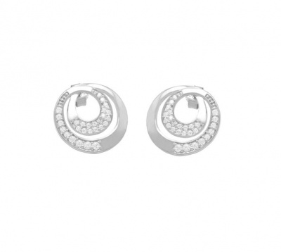 Photo of 925 Sterling Silver CZ Circle Stud Earrings.