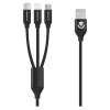 Volkano Weave Series Fabric Braided 3-in-1 Cable - 1m - Black Photo