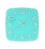 NeXtime 30 x 30 x 3.5cm Classy Square Glass Wall Clock - Turquoise Photo