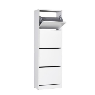 Photo of Adore - Flat Duo 4 Tier Shoe Cabinet - White - 5 year Warranty