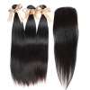 100% Human Brazilian Straight Hair with 3 Part Closure 10A Grade -8" Photo