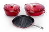 Capri - 5 pieces Enamel Coated Red Cast Iron Low Set Photo