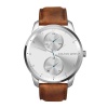 Colton James Aviator Silver Sapphire Watch - Brown Leather Photo
