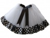 G4A - Kids Tutu Skirt - White with Black Polka Ribbon Trim Photo
