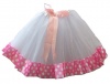 G4A - Kids Tutu Skirt - White with Light Pink Polka Ribbon Trim Photo