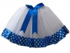 G4A - Kids Tutu Skirt - White with Royal Blue Polka ribbon trim Photo