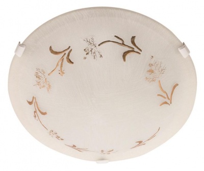 Photo of Bright Star Lighting Round Satin Chrome Ceiling Fitting with Gold Patterned White Glass