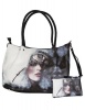 Fino Ladies 2" 1 Maxi PU Leather Tote Bag - Black & White Photo