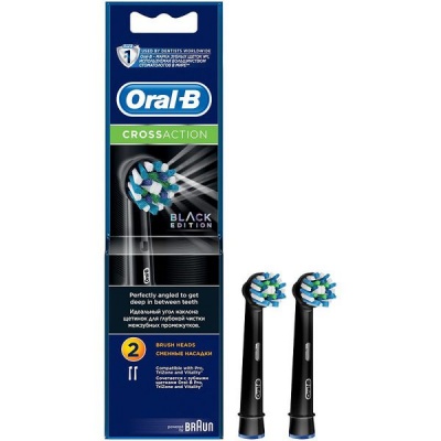 Oral B Replacement Brush Heads Cross Action 2 Pack Black