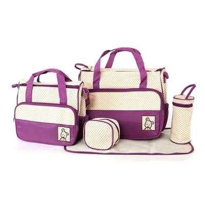 5 1Multi Functional Baby Diaper Handbag Set Purple