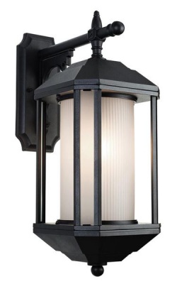 Photo of Black Down Facing Aluminium Lantern with Frosted Glass