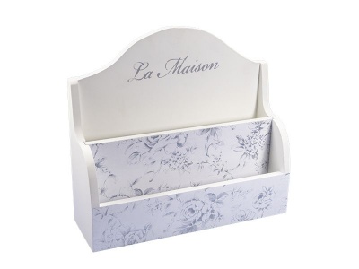 Photo of Grey & White Floral Letter Holder 24.5 x 8 x 22.2