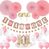First Birthday - I am One - Birthday Decor - Pink and Gold Photo