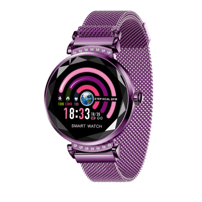 Photo of Ladies 3D Diamond Glass Smart Watch-Purple