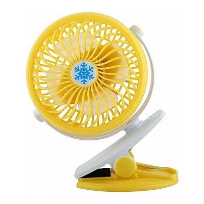 High Speed Rechargeable USB Mini Fan with Clip yellow