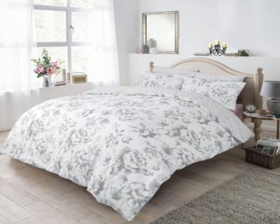 Photo of Monochrome Floral Grey Reversible Duvet Set