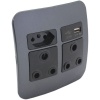 VETi - USB1B Double 16A RSA V-Slim & 2.1A USB 100x100mm Photo