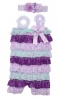 Frilly Baby Romper and Headband Set - Purple Photo