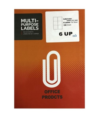Photo of The Clip 6 UP labels self adhesive A4 Size - 100 sheets -