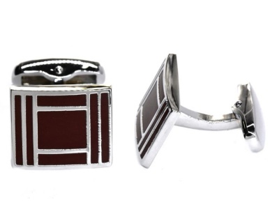 Photo of Androgyny Copper-based Red Square Lined Cufflink VC6526