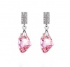 Elegant Multiple Zircon-Diamond Crystal Drop Earrings - Pink Photo