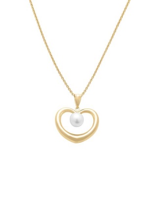 Photo of Art Jewellers 9ct/925 Gold Fusion Open Heart/Pearl Pendant on Chain.