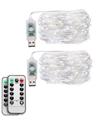 Photo of LED USB Christmas String Lights Cool White Remote Controlled Fairy Lights- 2 Set