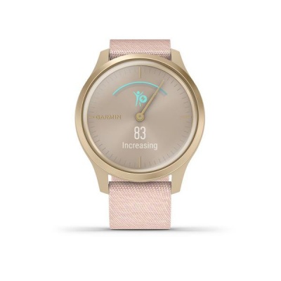 Photo of Garmin Vivomove Style Smart Watch Blush Pink Nylon with Light Gold Hardware