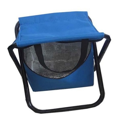 Photo of Blue 2-in-1 folding stool with cooler and carry handle
