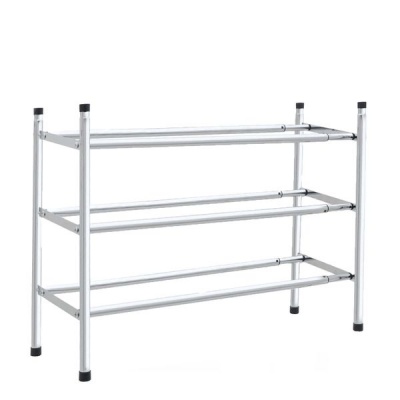 Knight 3 Tier Stackable Chrome Finish Extendable 18 Pair Shoe Rack