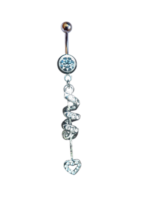 Belly Ring with dangling coil heart