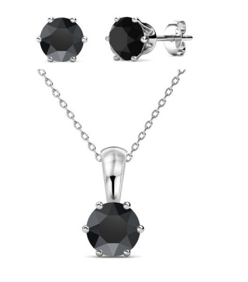 Photo of Destiny Jet Black Set With Crystals From Swarovski in a Macaroon Case