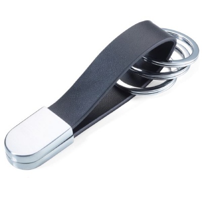 TROIKA Keyring with Leather Strap and Rounded Twist Lock TWISTER STYLE