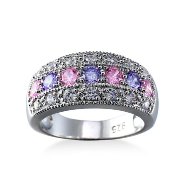 Photo of DHAO -Women's Minimalist Retro Inlaid Pink Multicolor Zircon Ring