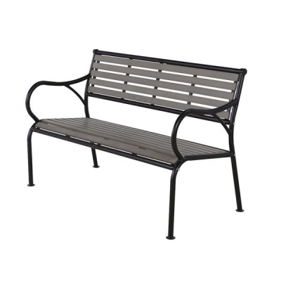 Photo of Deluxe Polywood Bench Polywood Grey Slats Zinc Plated Steel Frame