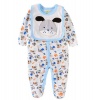 White/Blue Doggy Print Jumpsuit with Bib - 2 piece Photo