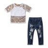 White Tank Top with Clear Star Over Top & Ripped Jeans - 3 Piece Set Photo