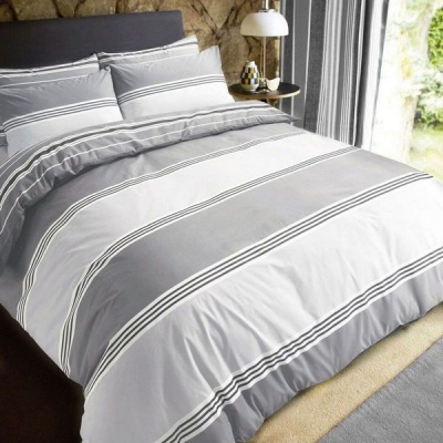 Photo of Home Collections Banded Stripe Grey Duvet Set