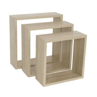 Photo of SPACEO - Set Of 3 Cubed Shelves Oak
