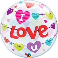 Qualatex 22 Single Bubble Balloon I Love You Banner Hearts 1 Pack