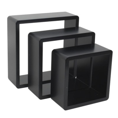 Photo of Spaceo - Set Of 3 Black Cubed Shelves 20 x 10/ 24 x 10/ 28 x 10cm