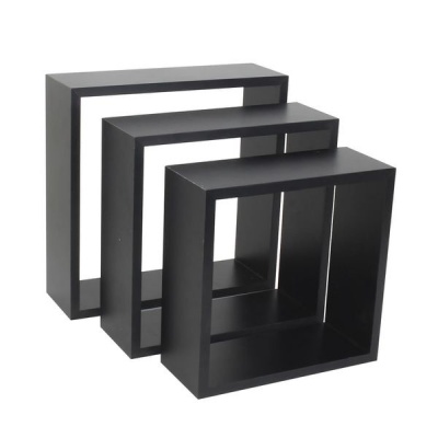 Photo of Spaceo - Set Of 3 Black Cubed Shelves 24 x 10/ 27 x 10/ 30 x 10cm